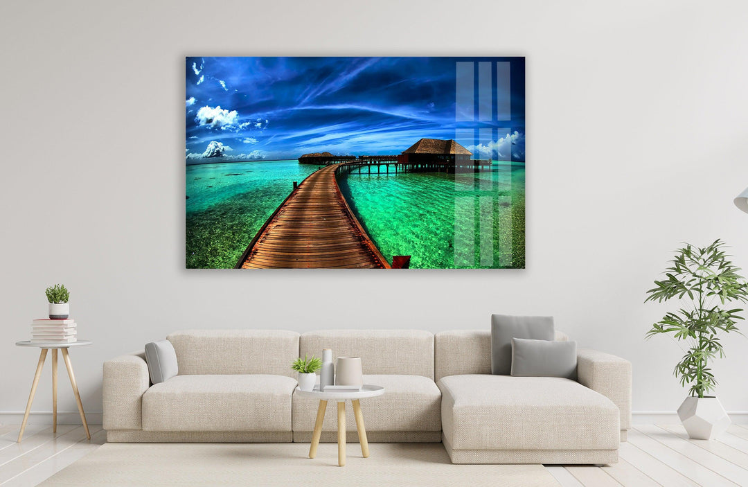 Green Sea Landscape Glass Wall Art custom glass photo prints, large glass prints