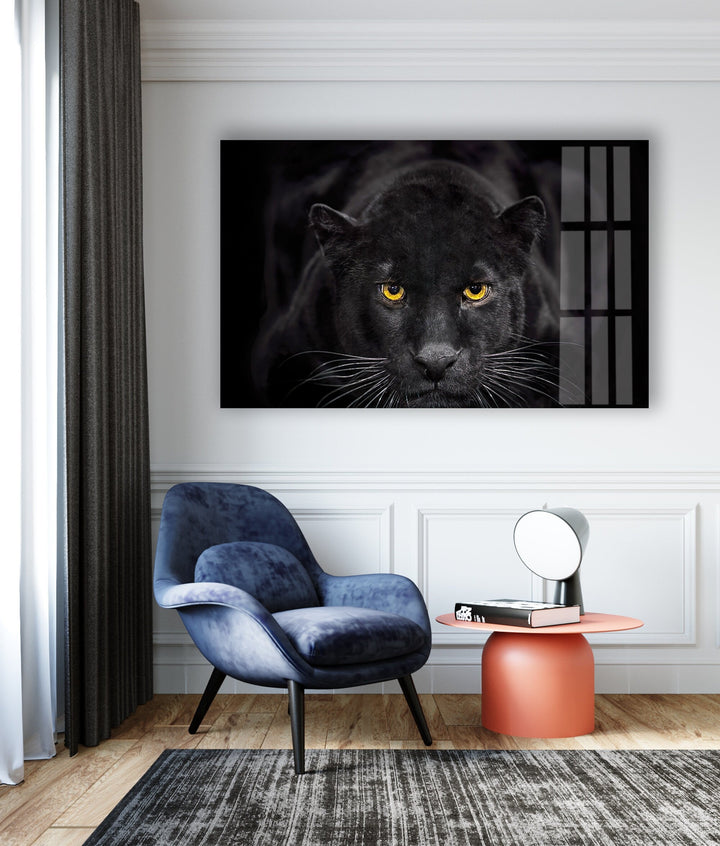 Black Panther Face Glass Wall Art glass art painting, glass art for the Wall