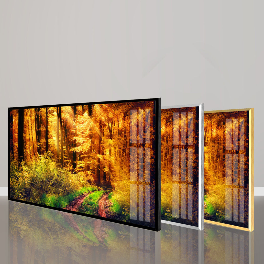 Sunny Autumn Landscape Glass Wall Art, custom glass pictures, glass art prints