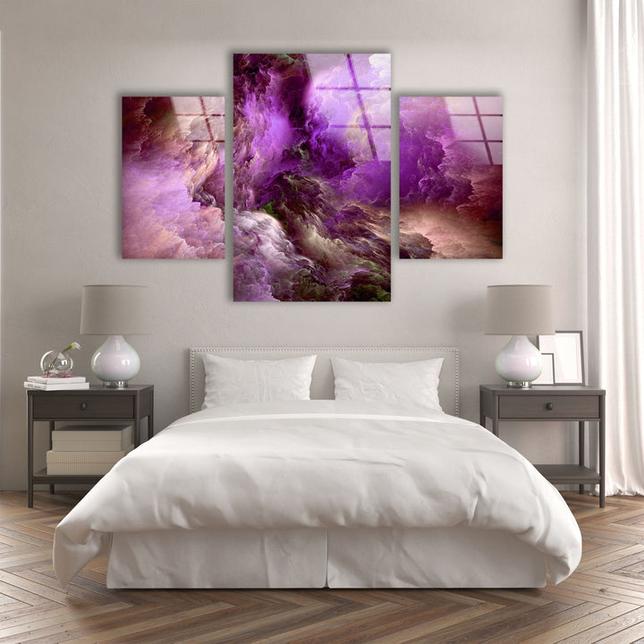 Purple Clouds Abstract Glass Wall Art, print picture on glass, Tempered Glass Wall Art