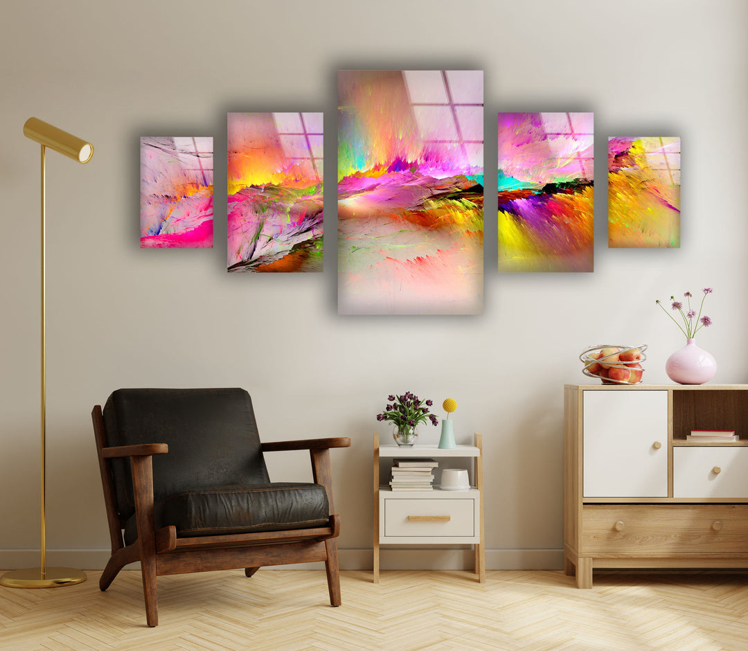 Colorful Pink Cloud Abstract Glass Wall Art, custom glass photo prints, large glass prints