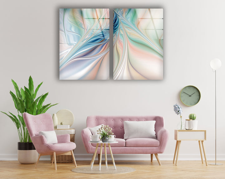 Pastel Colors Fractal Glass Wall Art, custom glass photo prints, large glass prints