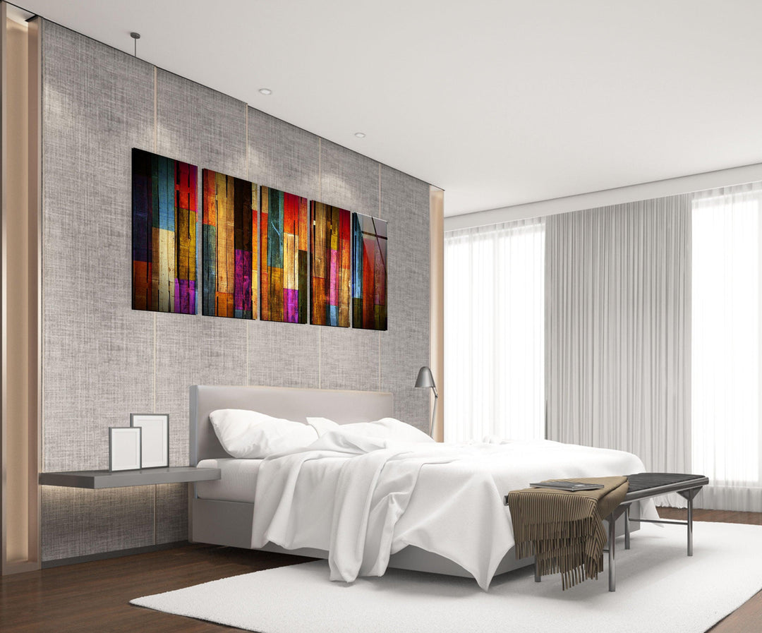 Colorful Wooden Pattern Glass Wall Art, glass image printing, glass prints from photos