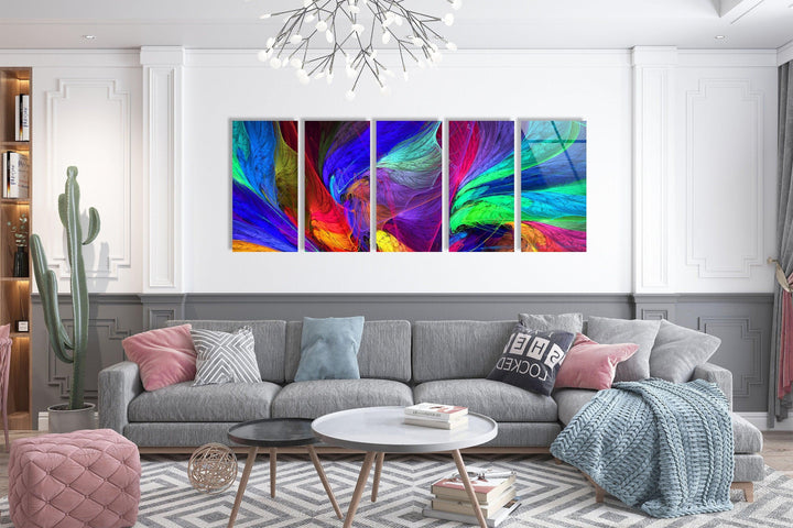 Colorful Neon Abstract Glass Wall Art, glass image printing, glass prints from photos