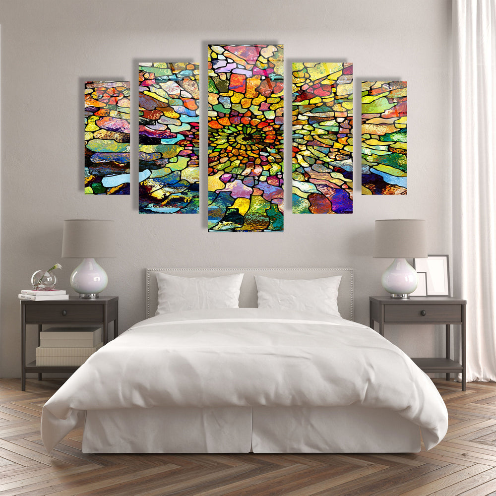 Colorful Fractal Stained Abstract Glass Wall Art, custom glass photo prints, large glass prints