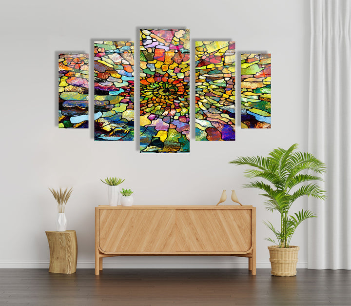 Colorful Fractal Stained Abstract Glass Wall Art, print picture on glass, Tempered Glass Wall Art