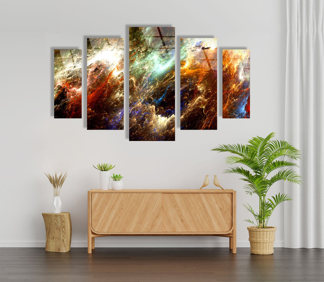 Colorful Nebula Cloud Galaxy Glass Wall Art, custom glass pictures, glass art prints