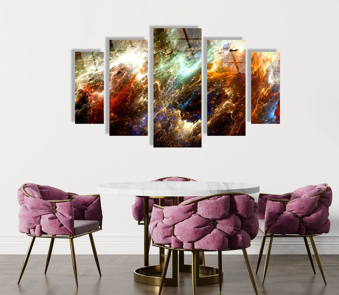 Colorful Nebula Cloud Galaxy Glass Wall Art, glass wall decor, glass wall art decor