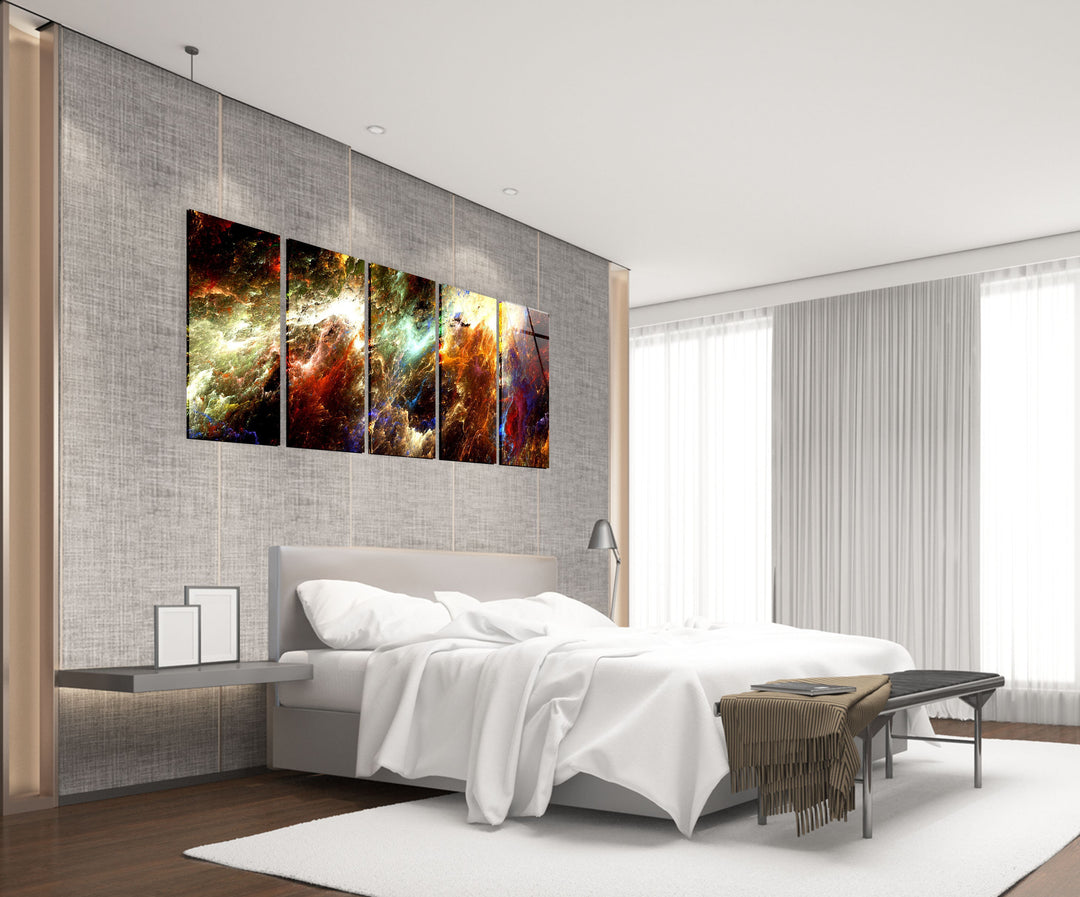 Colorful Nebula Cloud Galaxy Glass Wall Art, print picture on glass, Tempered Glass Wall Art