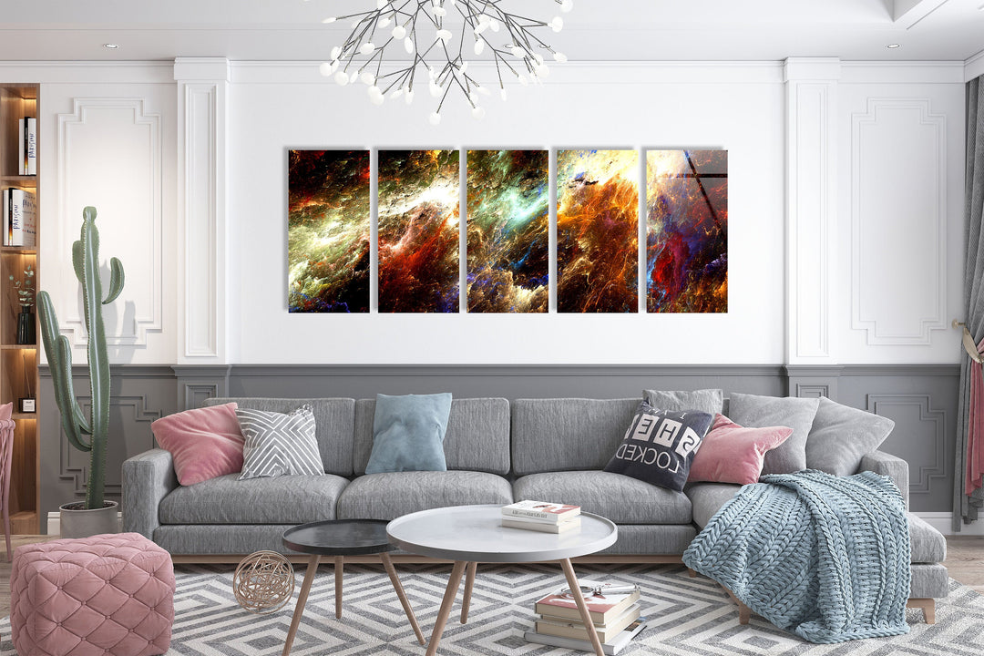 Colorful Nebula Cloud Galaxy Glass Wall Art, glass pictures for Wall, glass prints wall art