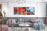 Red Abstract Tempered Glass Wall Art