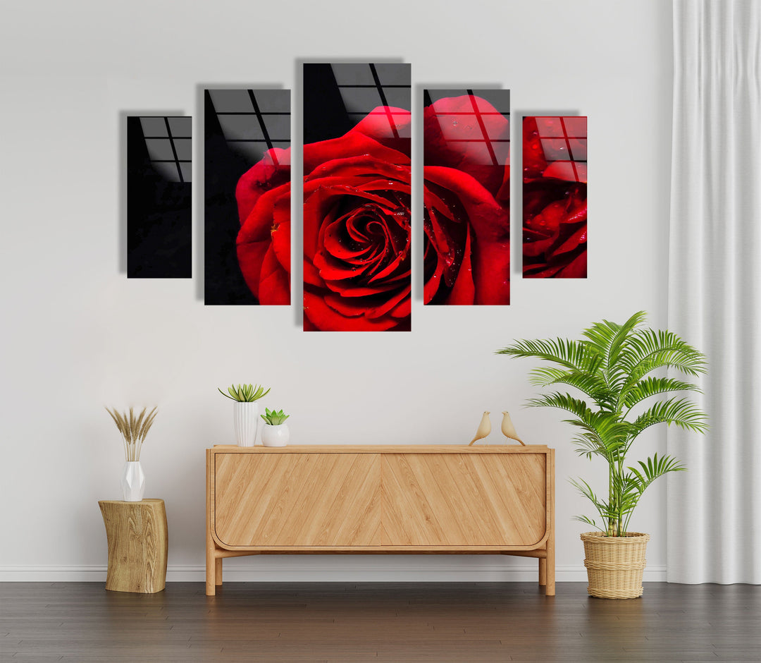 Red Rose Close-Up Glass Wall Art, art glass wall art, glass wall art pictures