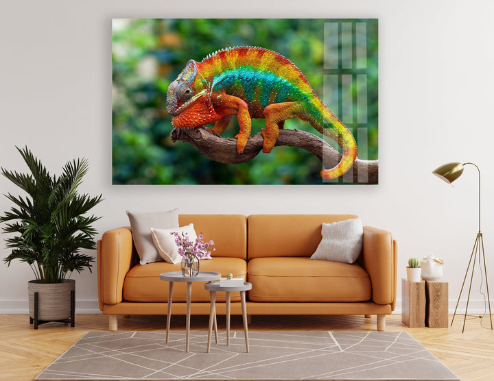 Vibrant Chameleon Glass Wall Art glass image printing, glass prints from photos