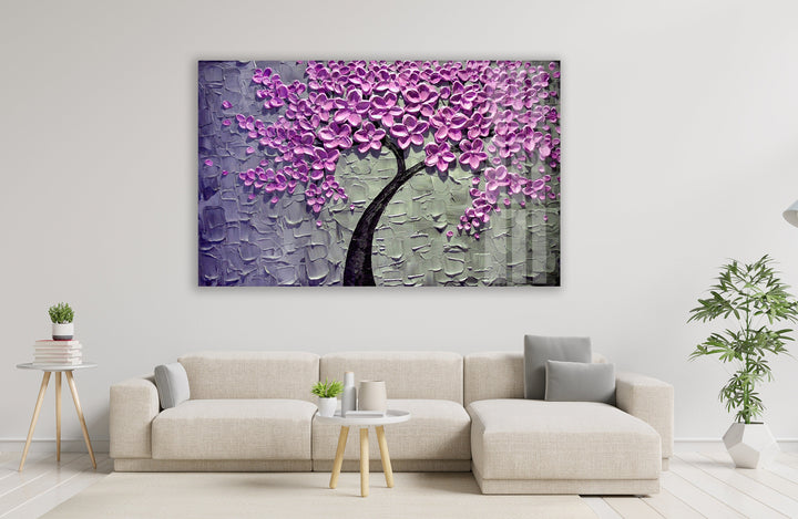 Flower Tree Oil Painting Glass Wall Art, art glass wall art, glass wall art pictures