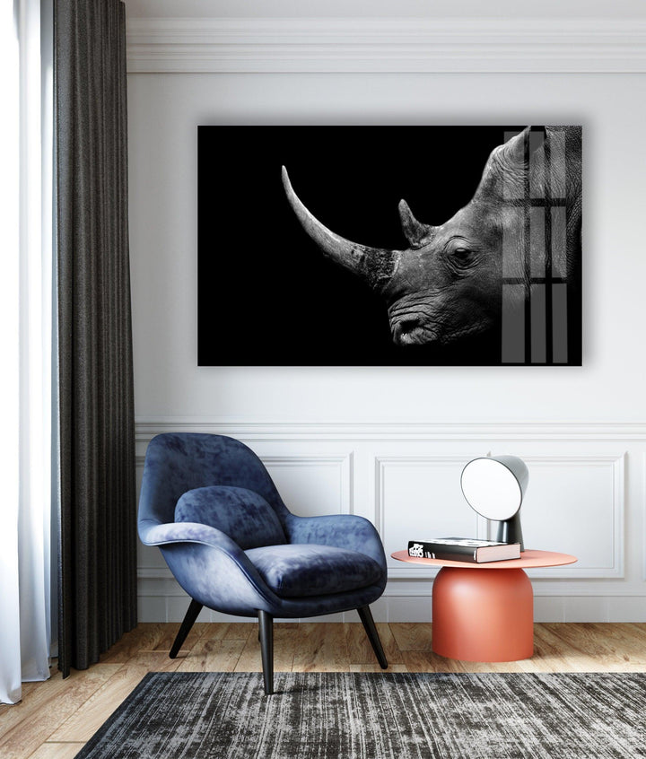 Rhino Head Glass Wall Art Glass Printing Wall Art, Print photos on glass