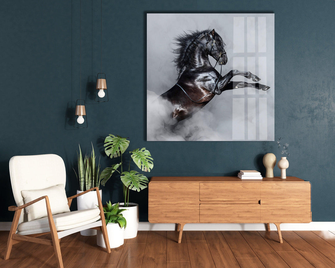 Imposing Horse Glass Wall Art glass art painting, glass art for the Wall