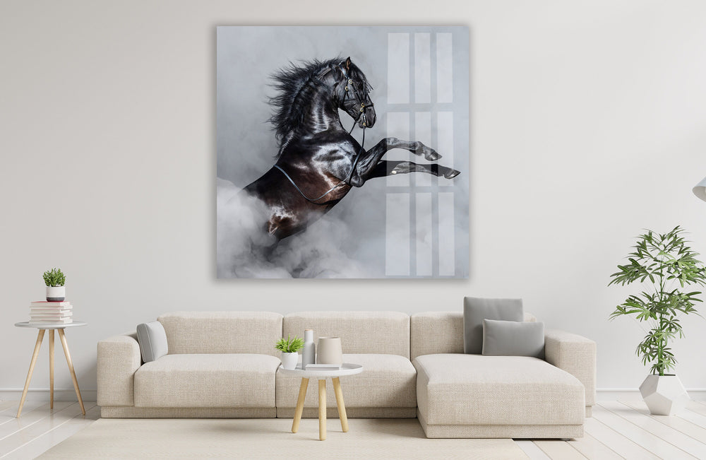 Imposing Horse Glass Wall Art picture on glass wall art, photos printed on glass