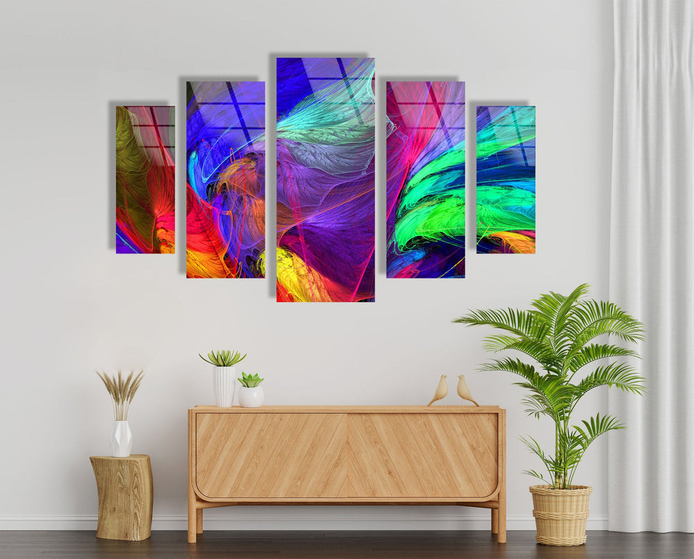 Colorful Neon Abstract Glass Wall Art, Glass Printing Wall Art, Print photos on glass