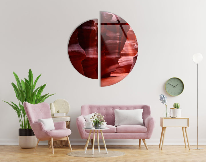 Two Piece Round Canyon Glass Wall Art custom glass photo prints, large glass prints
