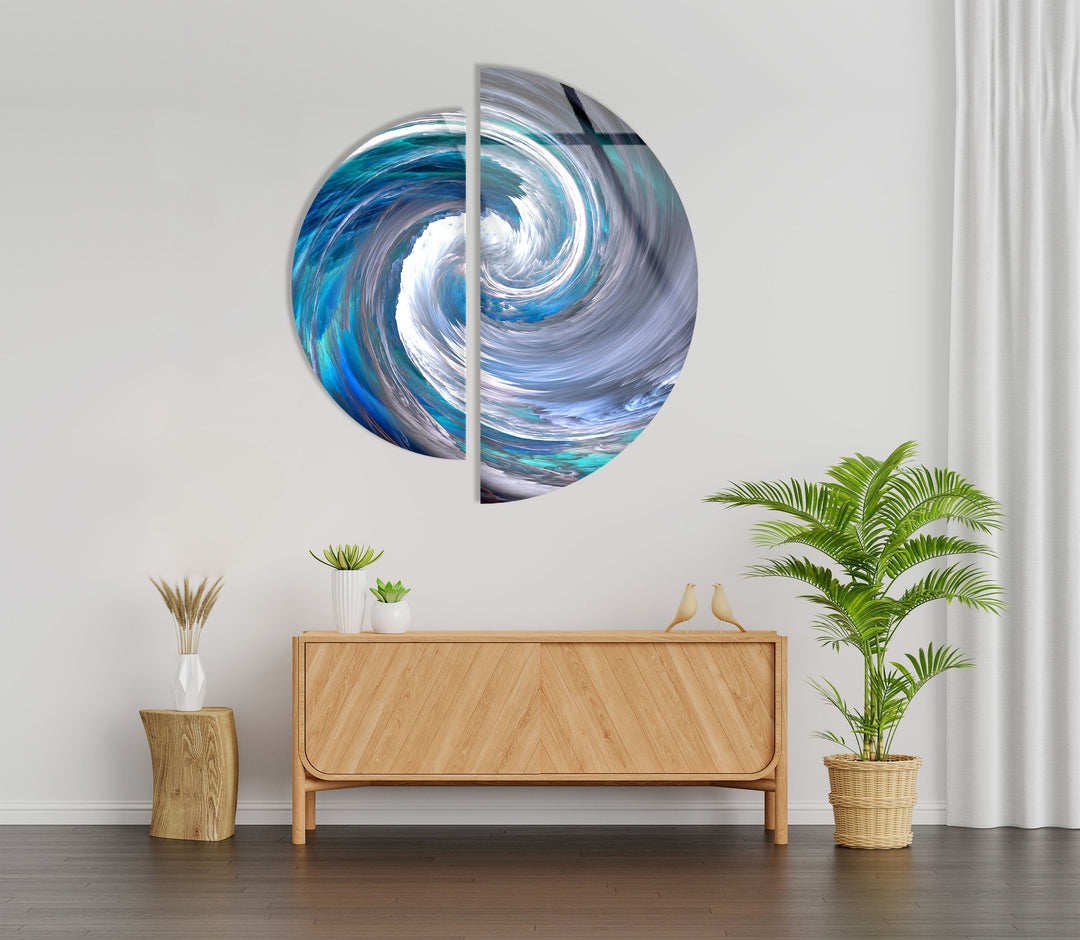 2 Piece Blue Abstract Glass Wall Art art glass wall art, glass wall art pictures
