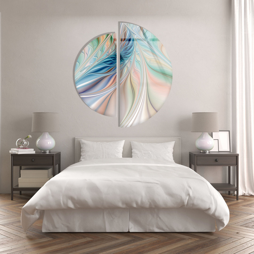 2 Piece Circular Soft Colors Glass Wall Art photo print on glass, prints on glass wall art
