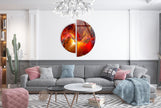 Two Piece Round Red Abstract Tempered Glass Wall Art