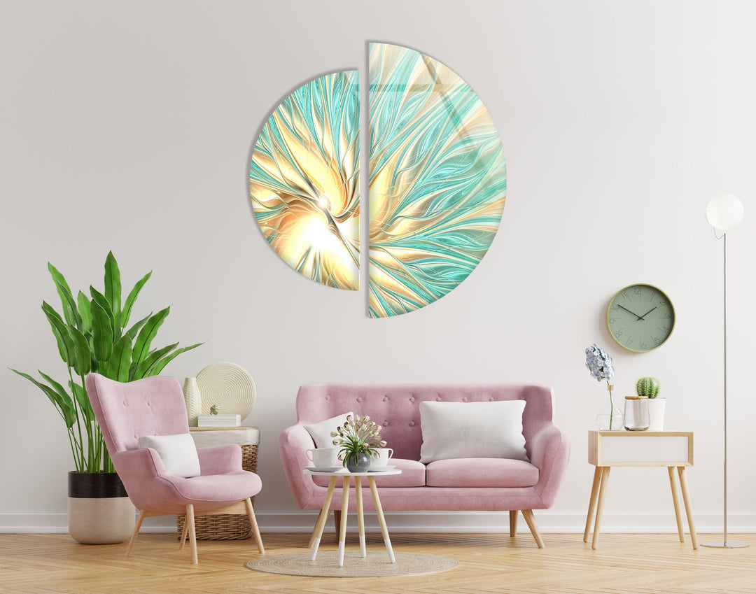 Circular Green White Abstract Glass Wall Art glass art painting, glass art for the Wall
