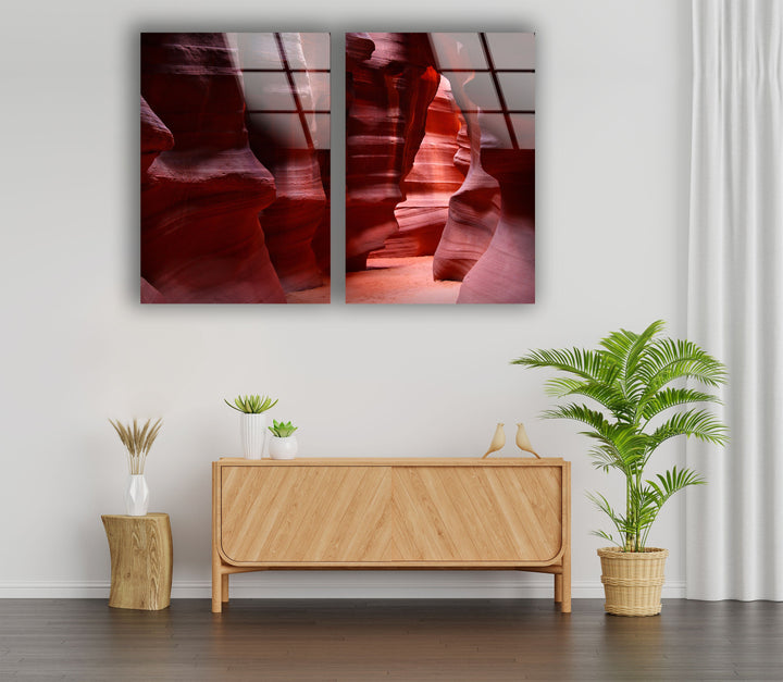 Antelope Canyon Landscape Glass Wall Art, print on glass, glass printed photos