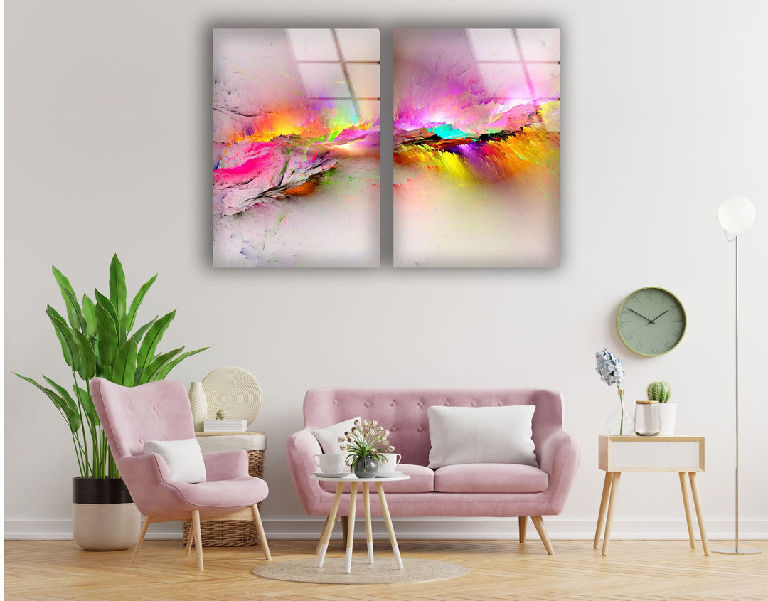 Colorful Pink Cloud Abstract Glass Wall Art, glass image printing, glass prints from photos