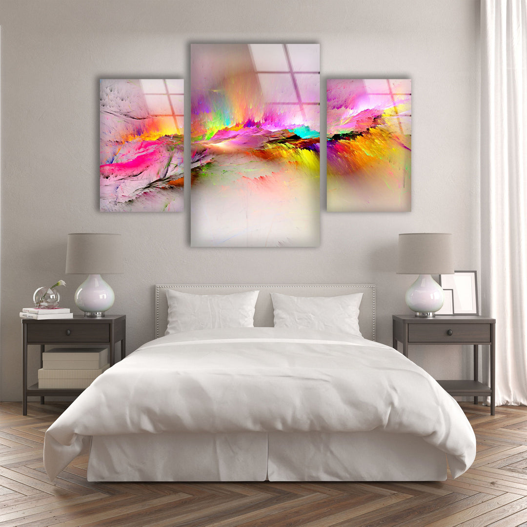 Colorful Pink Cloud Abstract Glass Wall Art, large glass photo prints, glass wall photos