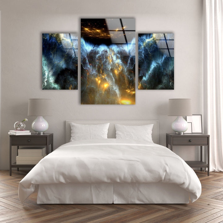 Blue, Black Storm Starry Space Abstract Glass Wall Art, glass image printing, glass prints from photos