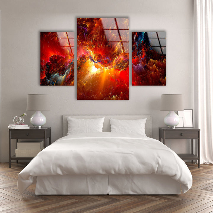 Red Cloudy Space Abstract Glass Wall Art, print picture on glass, Tempered Glass Wall Art