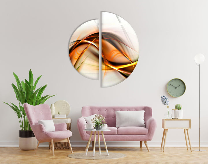 Two Piece Half Circle Abstract Glass Wall Art glass image printing, glass prints from photos
