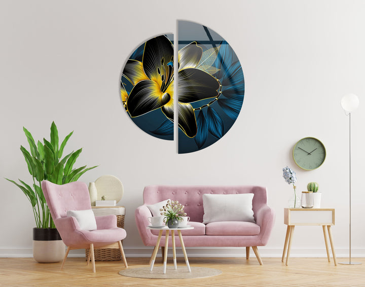 Dark Abstract Flower Glass Wall Art glass image printing, glass prints from photos
