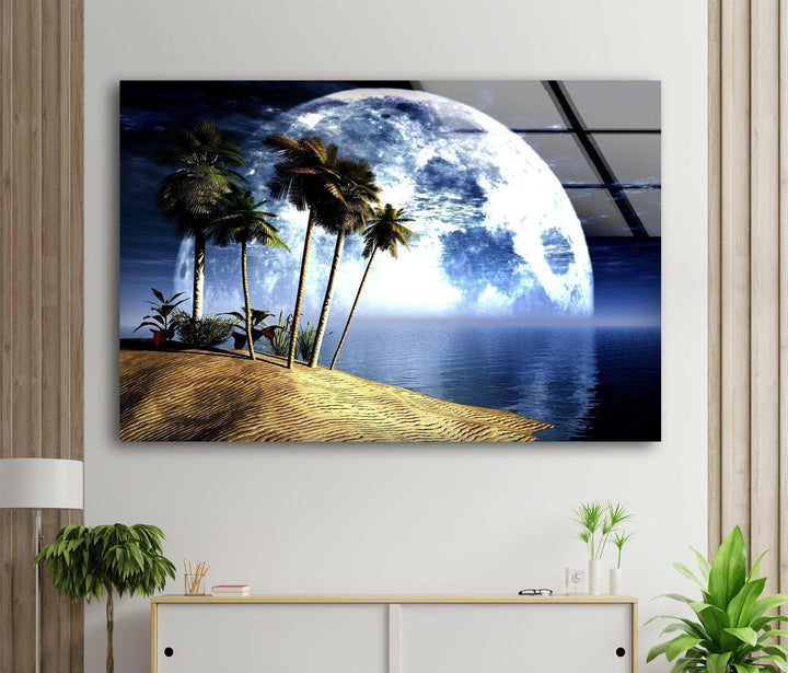 Fantastic Moon Landscape Glass Wall Art custom glass photo prints, large glass prints