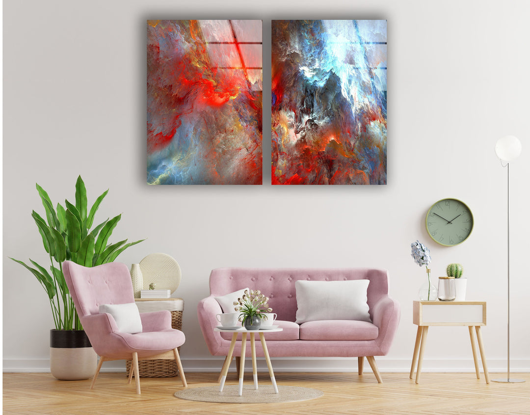 Vivid Red Clouds Abstract Glass Wall Art, custom glass photo prints, large glass prints