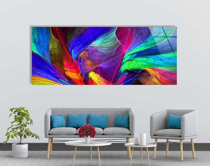 Colorful Neon Abstract Glass Wall Art, glass pictures for Wall, glass prints wall art