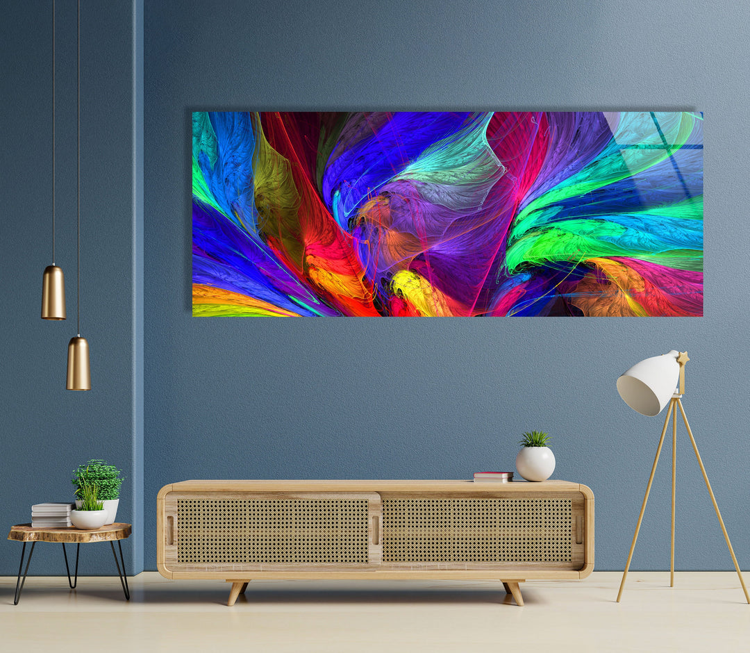 Colorful Neon Abstract Glass Wall Art, large glass photo prints, glass wall photos