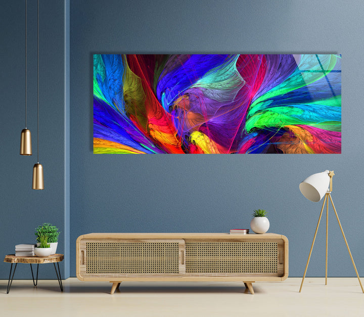 Colorful Neon Abstract Glass Wall Art, large glass photo prints, glass wall photos