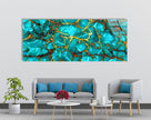 Set of 5 Blue Abstract Tempered Glass Wall Art