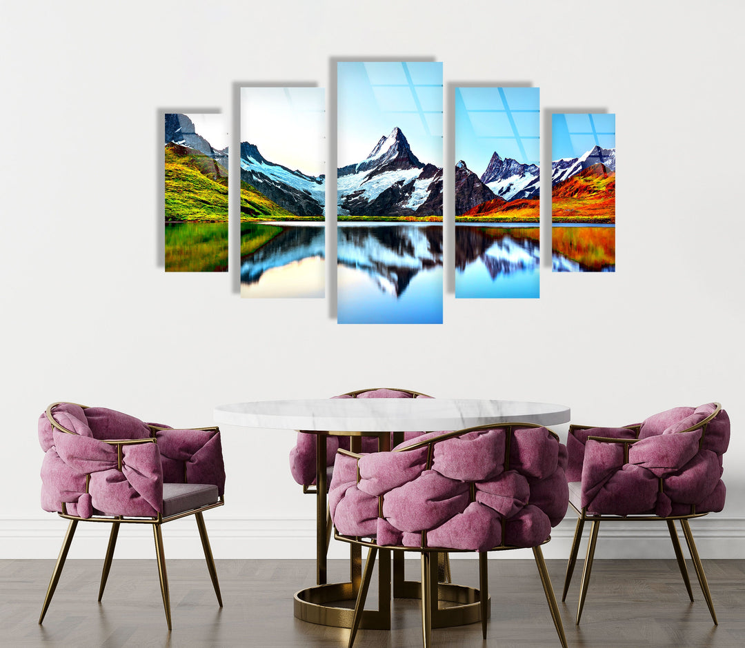 Bachalpsee Lake & Swiss Alps Landscape Glass Wall Art, custom glass pictures, glass art prints