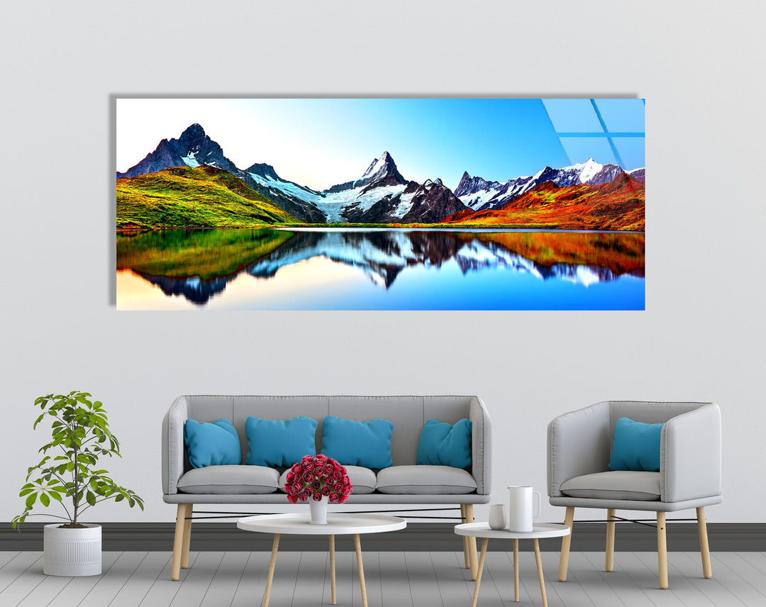 Bachalpsee Lake & Swiss Alps Landscape Glass Wall Art, art glass wall art, glass wall art pictures