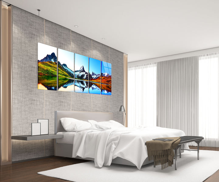 Bachalpsee Lake & Swiss Alps Landscape Glass Wall Art, glass pictures for Wall, glass prints wall art