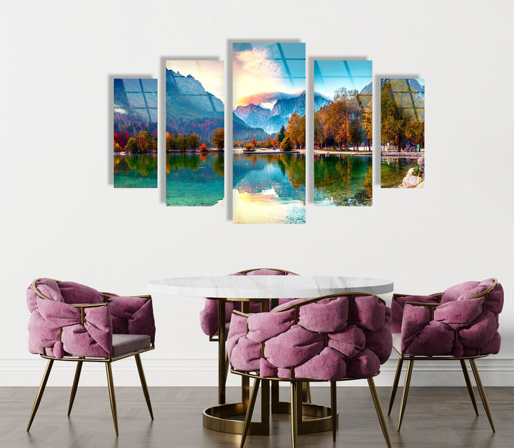 Mountains & Lake Jasna Glass Wall Art, large glass photo prints, glass wall photos