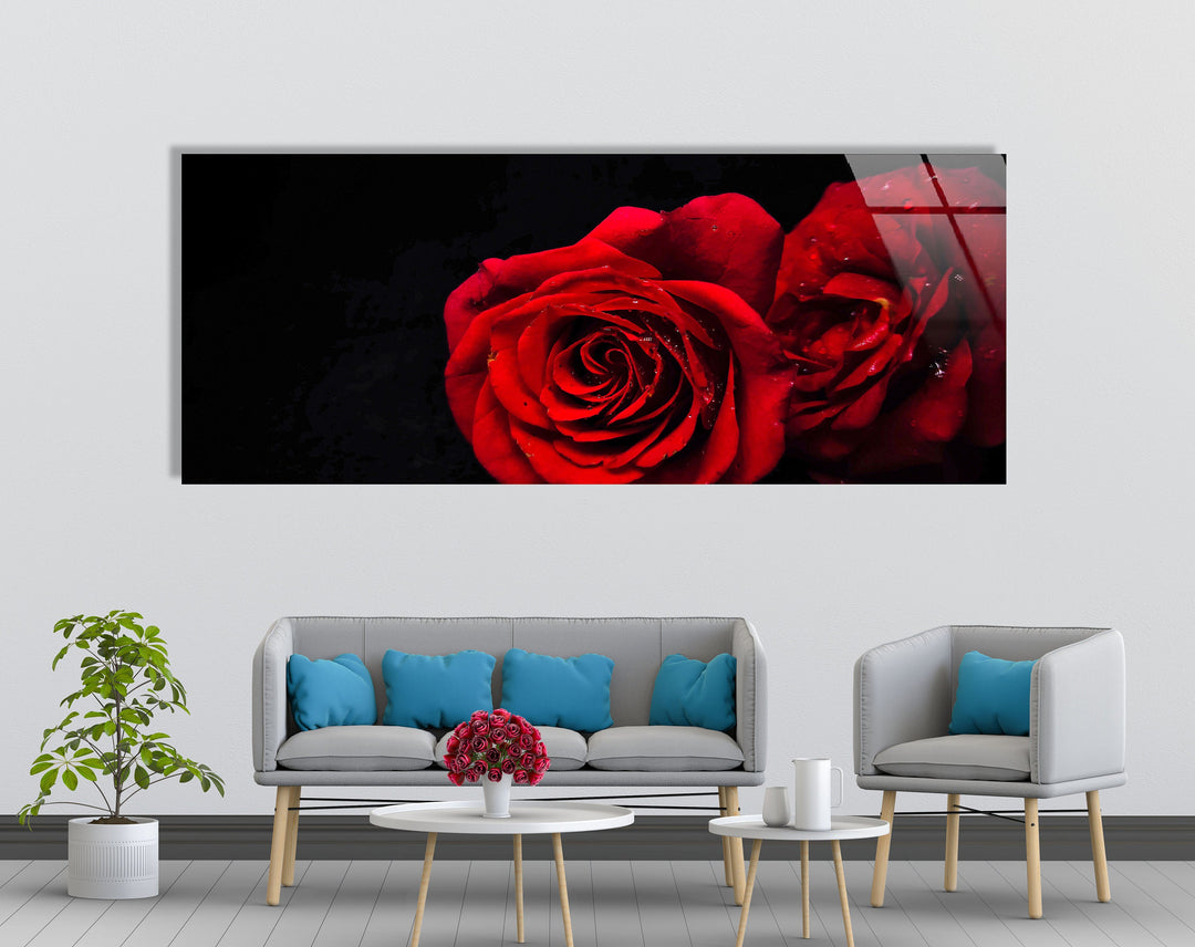 Red Rose Close-Up Glass Wall Art, glass photo prints, glass picture prints