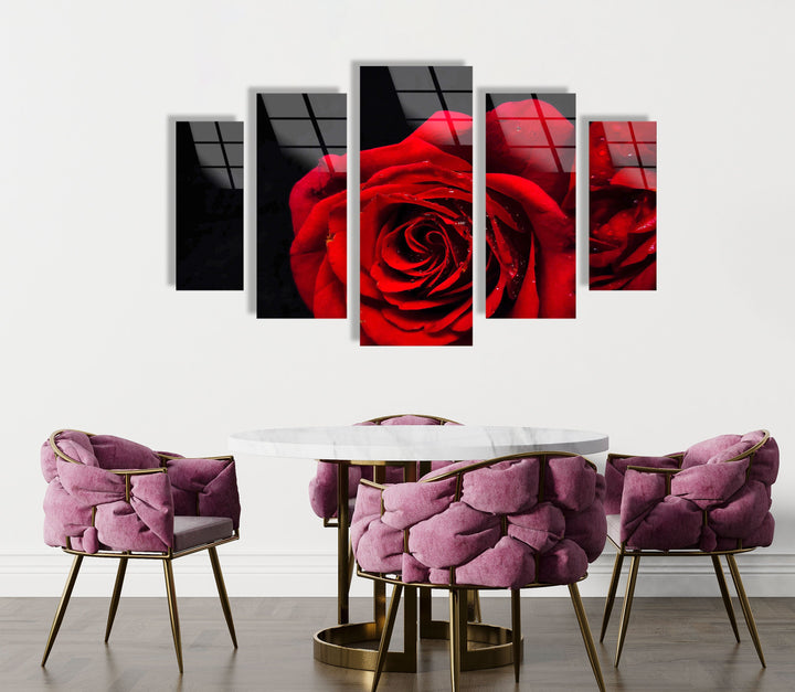 Red Rose Close-Up Glass Wall Art, glass image printing, glass prints from photos