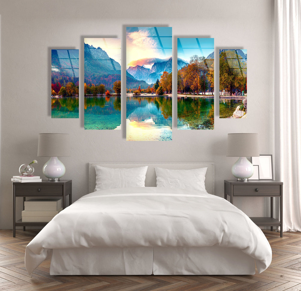 Mountains & Lake Jasna Glass Wall Art, glass wall decor, glass wall art decor