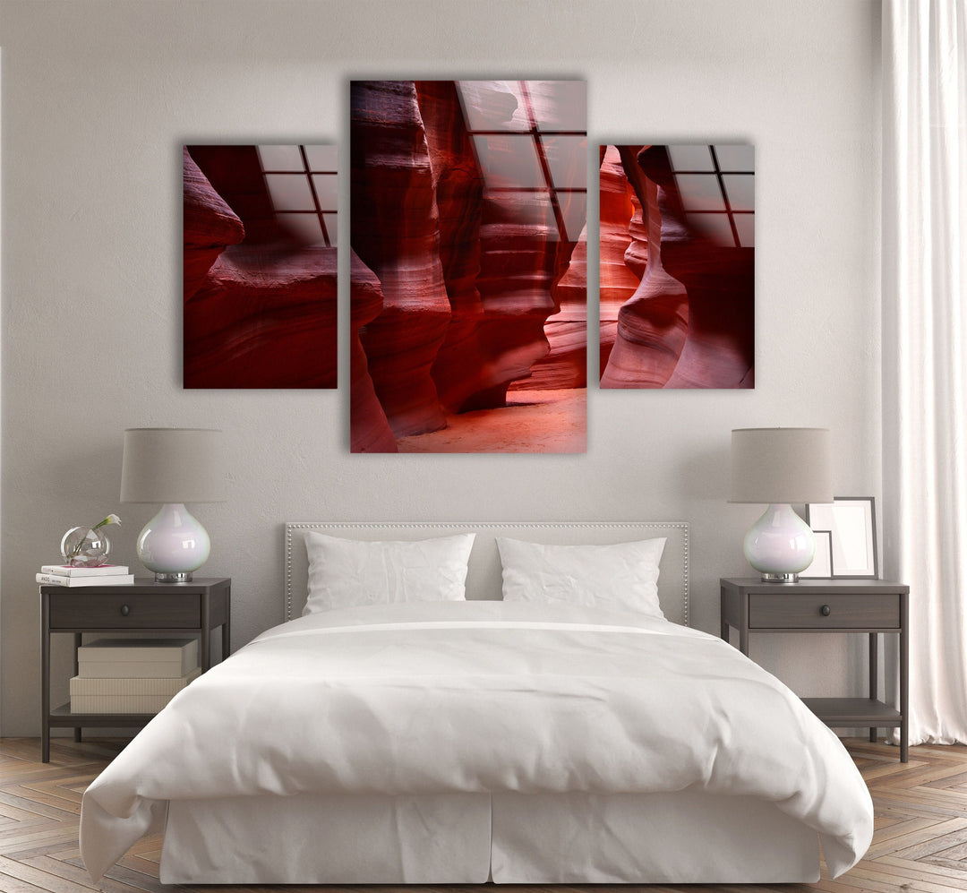 Antelope Canyon Landscape Glass Wall Art, picture on glass wall art, photos printed on glass