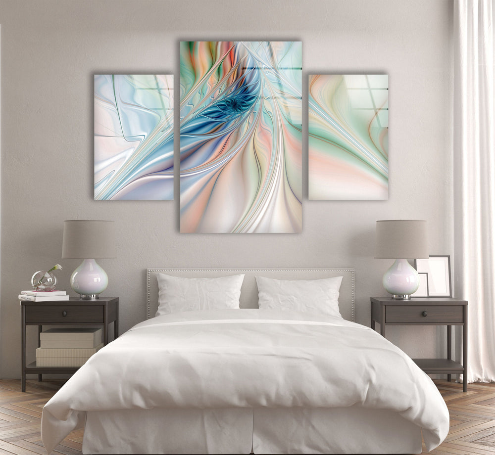 Pastel Colors Fractal Glass Wall Art, large glass photo prints, glass wall photos