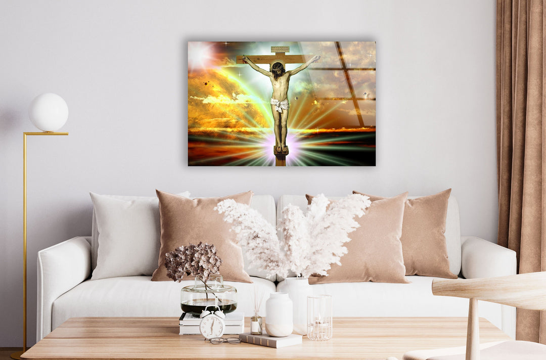 Christian Jesus Cross Wall Art on Glass | Unique Glass Photos